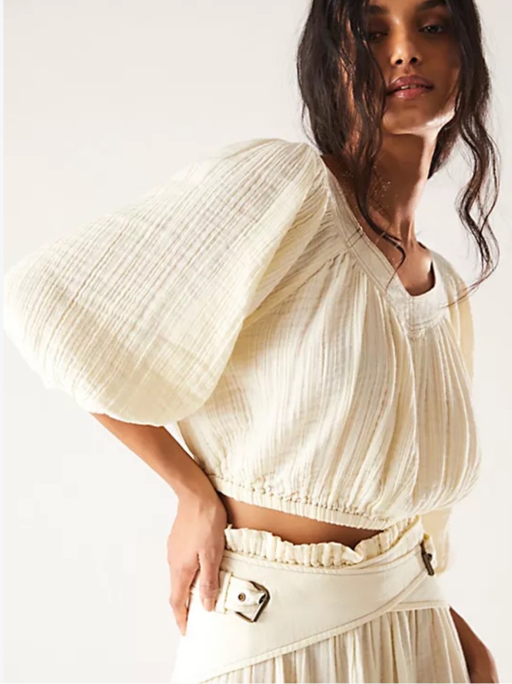 Free people Lou Lou cream Cropped Top 4